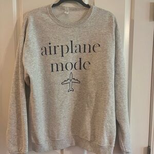 Jerzees Gray Sweatshirt with Airplane Mode Print